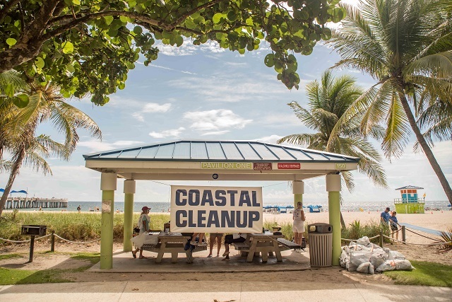 Coastal clean up pavilion sign pompano beach