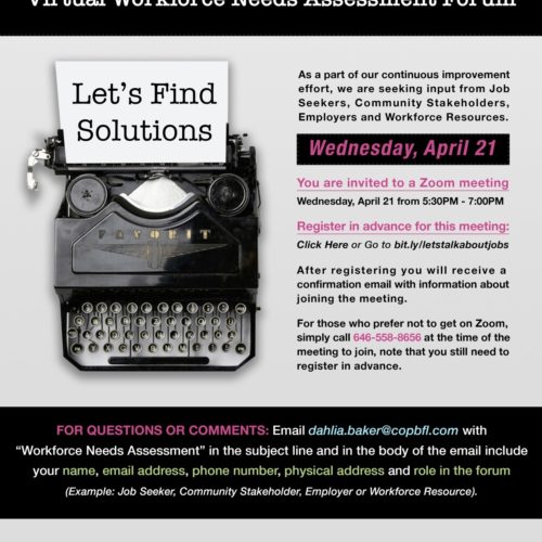 Let's Talk About Jobs: Virtual Workforce Needs Assessment Forum